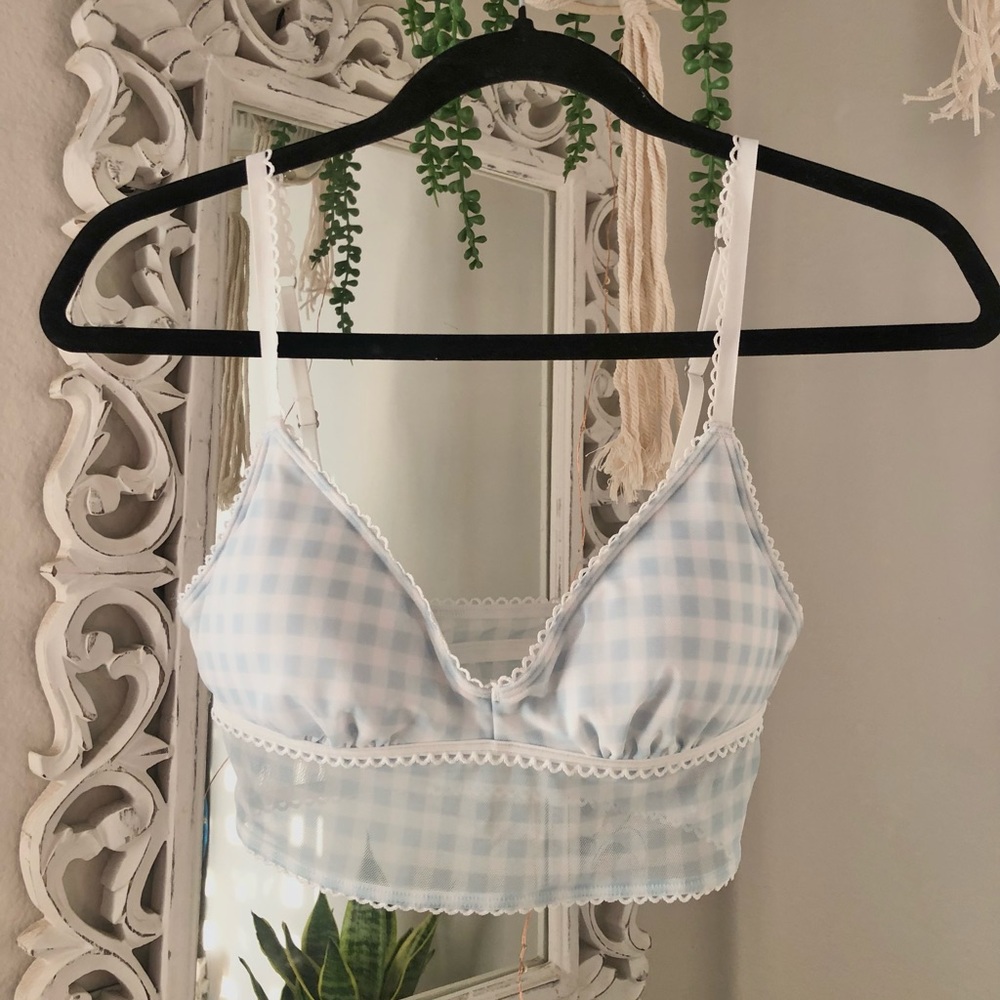 Gingham Bralette With Lace